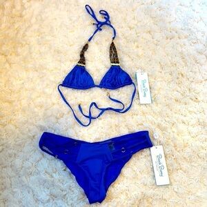 Beach Bunny Cobalt Blue Beaded Bikini